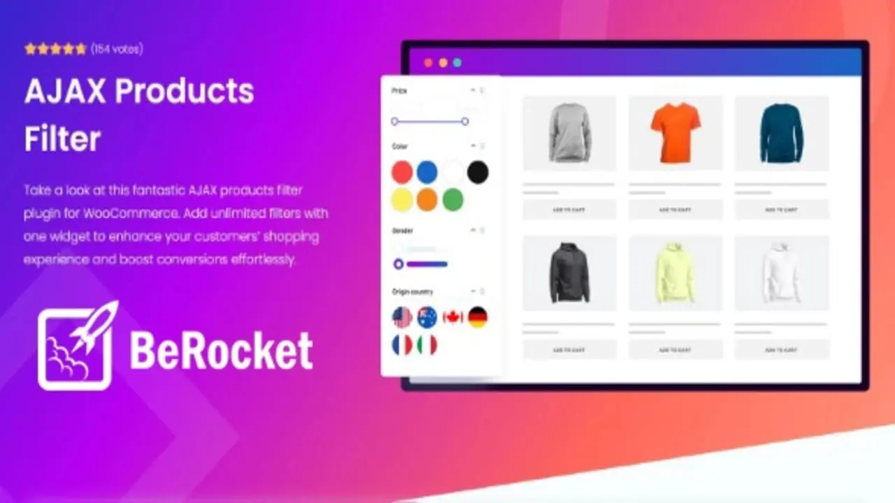 Interfaz de tienda WooCommerce con filtros dinámicos y navegación mejorada gracias a BeRocket.